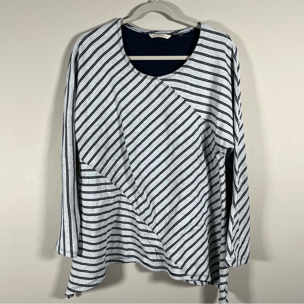Soft Surroundings Long Sleeve White & Blue Asymmetrical Striped Tunic Women’s M